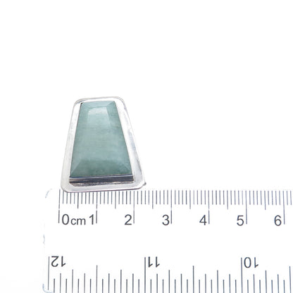 925 Sterling Silver Vintage Real Aventurine Modernist Slide Pendant
