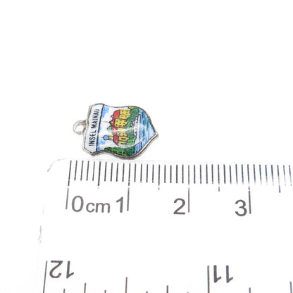 800 Silver Vintage 100 Germany Enamel Mainau Coat of Arms Minimalist Pendant