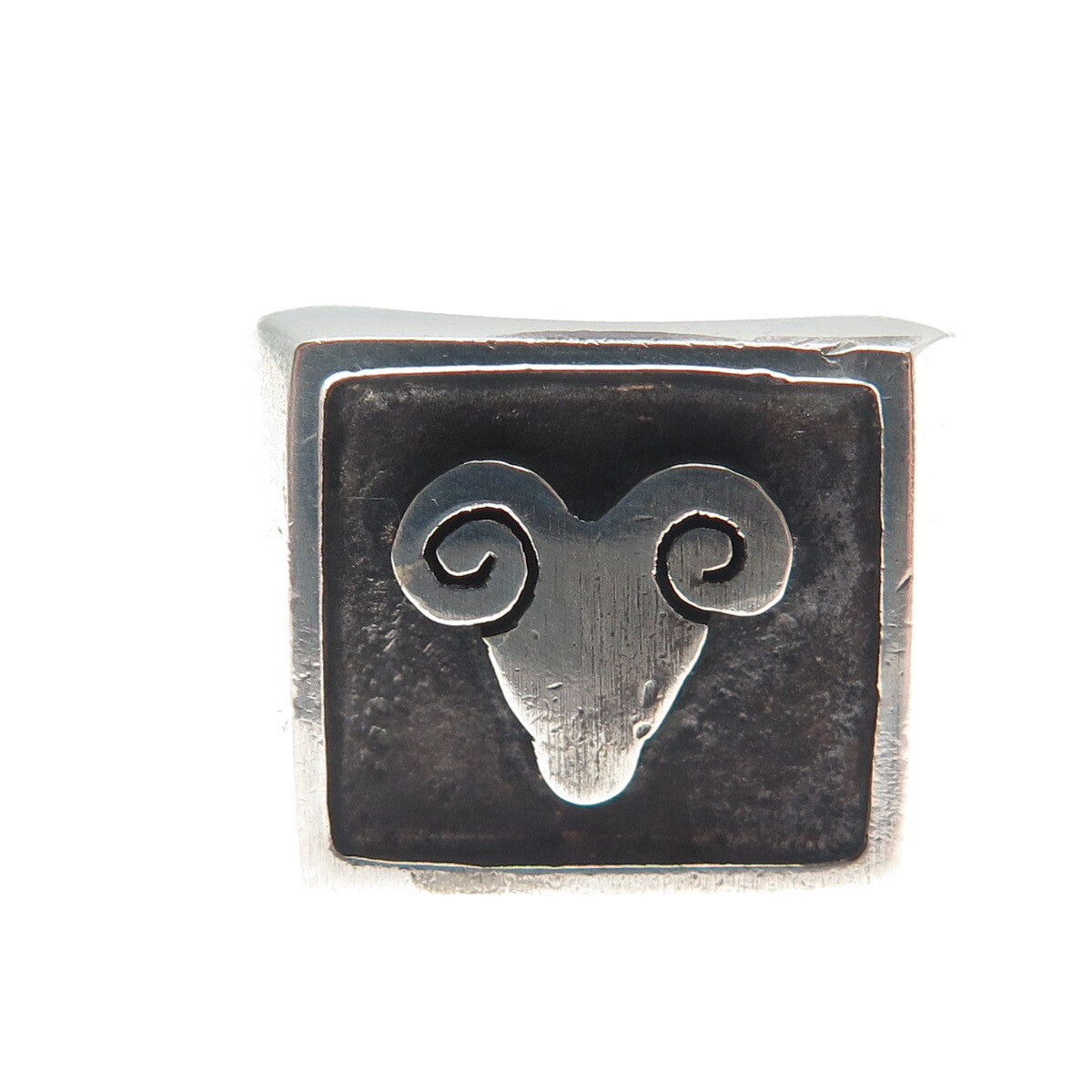 925 Sterling Silver Vintage Mexico Aries Zodiac Sign Oxidized Ring Size 10.25