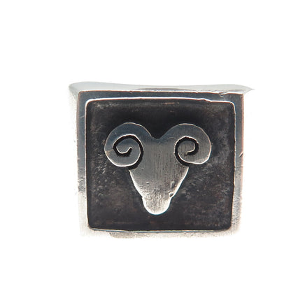 925 Sterling Silver Vintage Mexico Aries Zodiac Sign Oxidized Ring Size 10.25