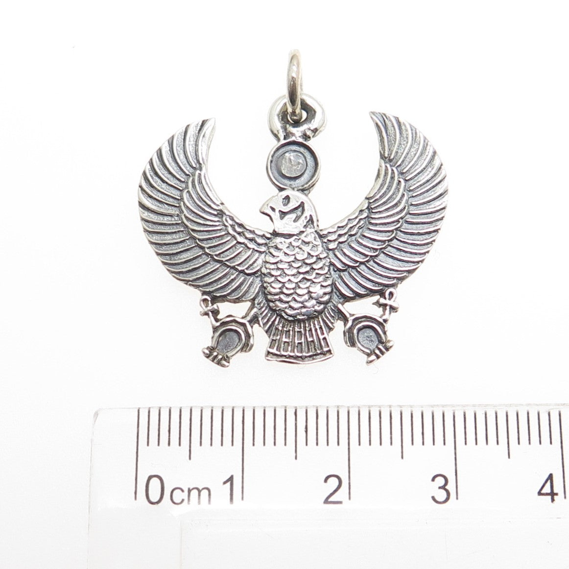 800 Silver Vintage Egypt Horus Falcon Oxidized Pendant