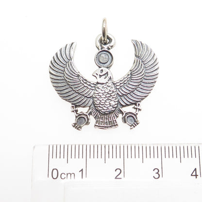 800 Silver Vintage Egypt Horus Falcon Oxidized Pendant