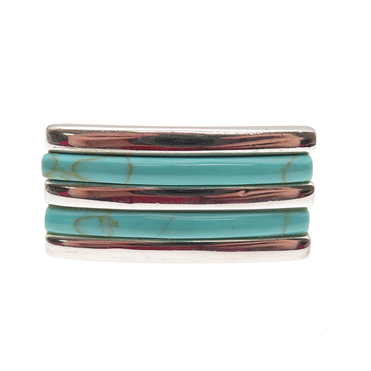 ATI Annika Witt Sterling Silver Vintage Real Turquoise Modernist Ring Size 5.75