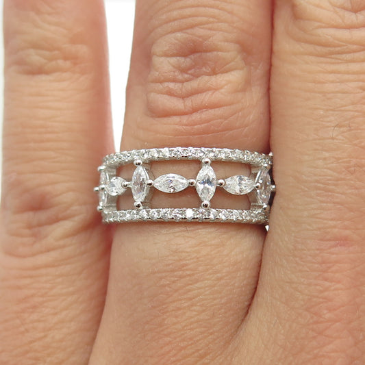 925 Sterling Silver Multi-C Z All Around Eternity Band Ring Size 6.25