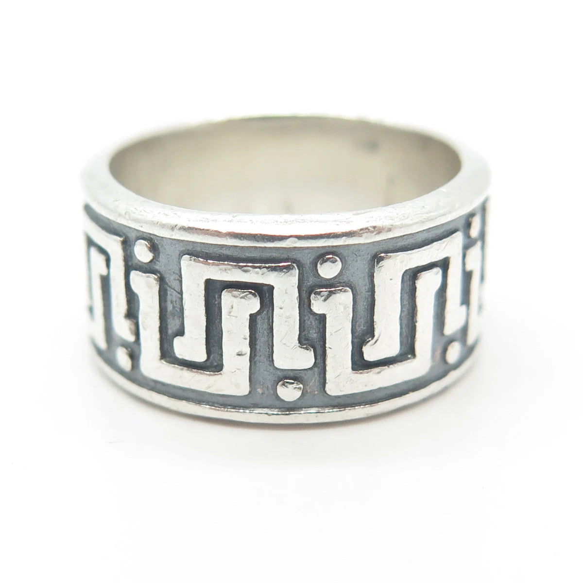 925 Sterling Silver Vintage Mexico Maze Band Ring Size 5.75
