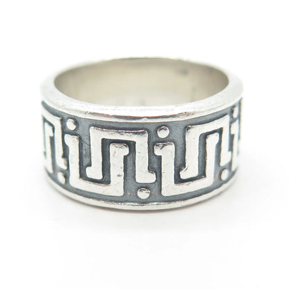 925 Sterling Silver Vintage Mexico Maze Band Ring Size 5.75