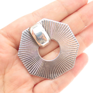 925 Sterling Silver Vintage Modernist Geometric Oxidized Pin Brooch
