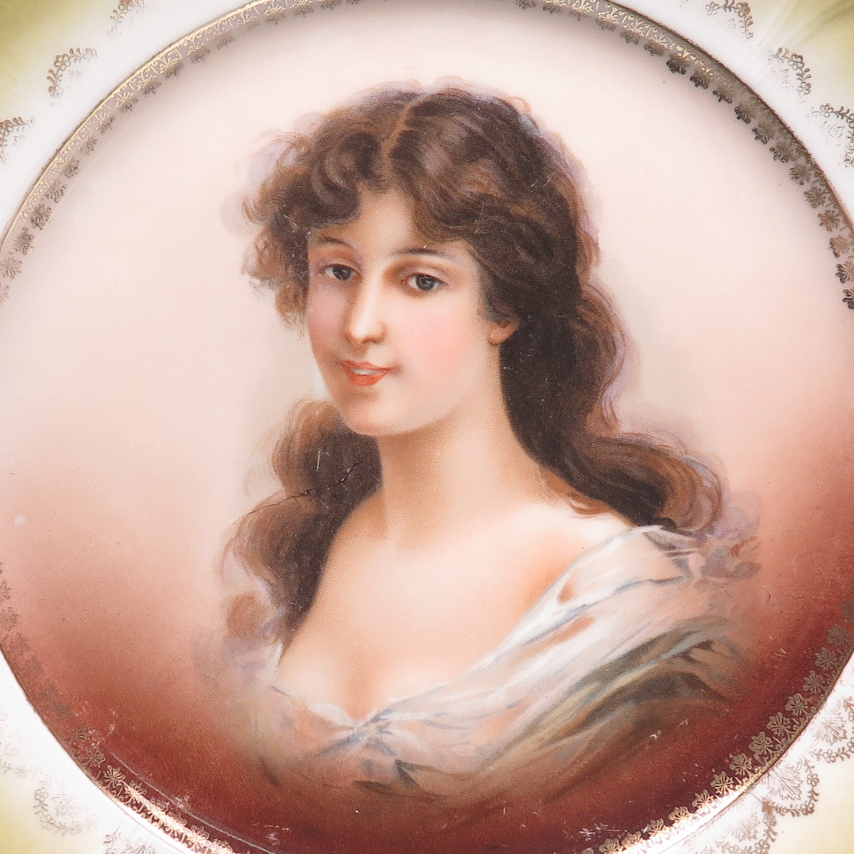 CARLSBAD China Antique Austria Portrait Hand Painted Porcelain Cabinet Plate