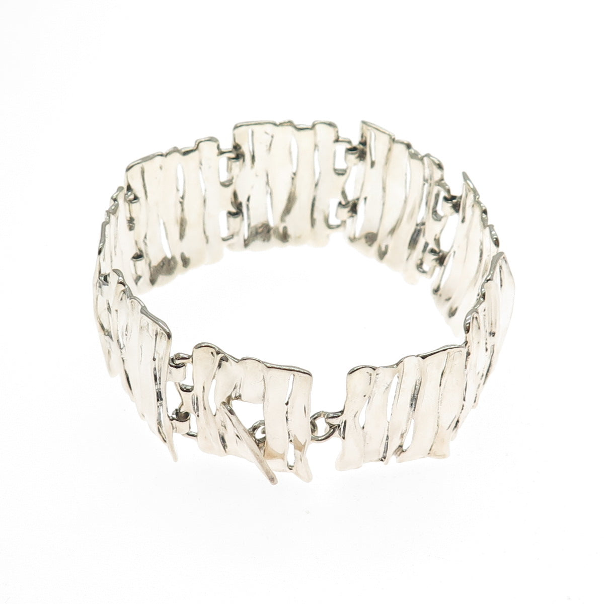 HAGIT GORALI 925 Sterling Silver Vintage Israel Modernist Panel Link Bracelet 7"