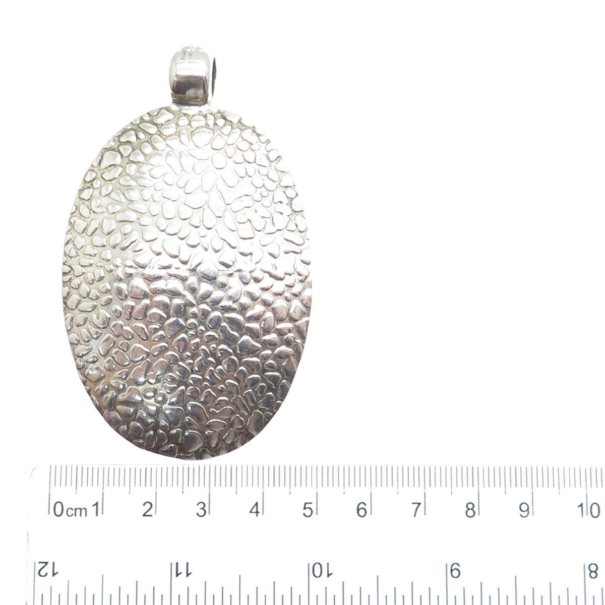 925 Sterling Silver Vintage Modernist Nugget Oval Pendant