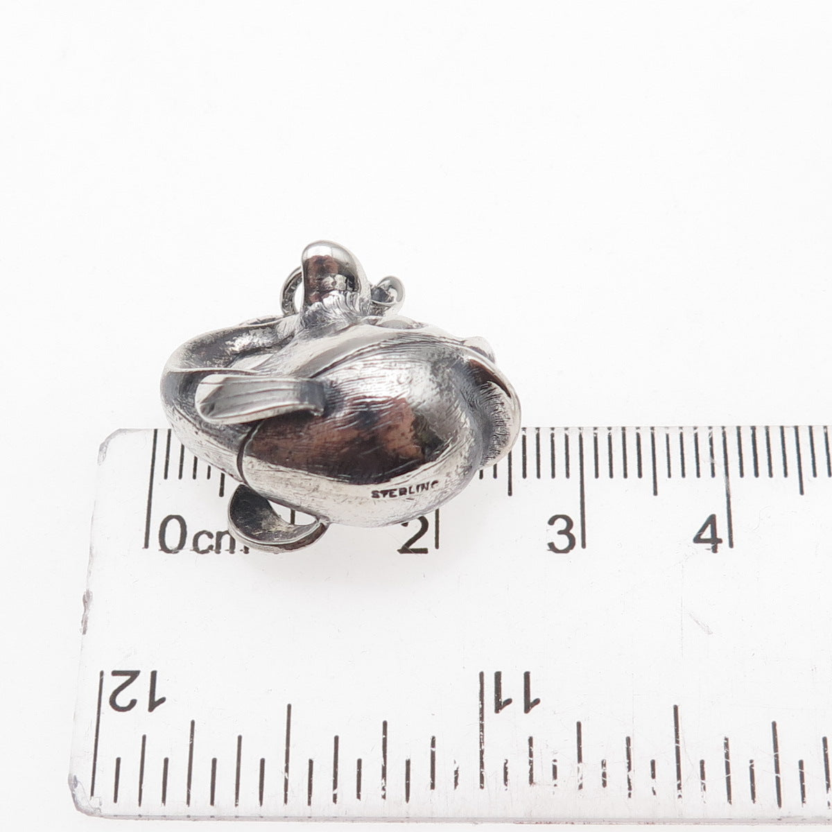 Danecraft 925 Sterling Silver Antique Art Deco Fish Oxidized 3D Charm Pendant