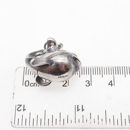 Danecraft 925 Sterling Silver Antique Art Deco Fish Oxidized 3D Charm Pendant