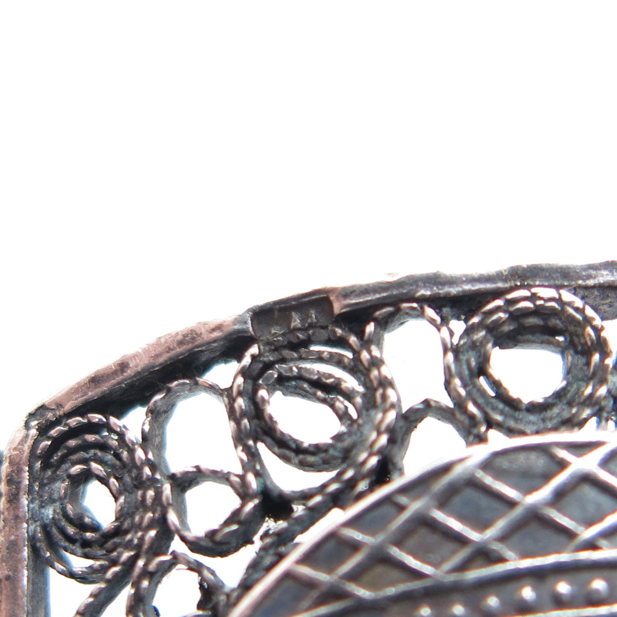 800 Silver Antique Egyptian Storyteller Filigree Oxidized Panel Link Bracelet 7"