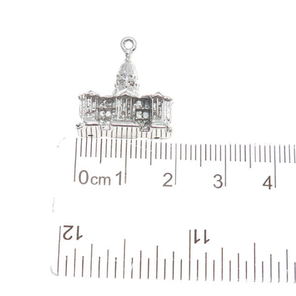 DIVERA 925 Sterling Silver Antique US Capitol Building Minimalist 3D Pendant