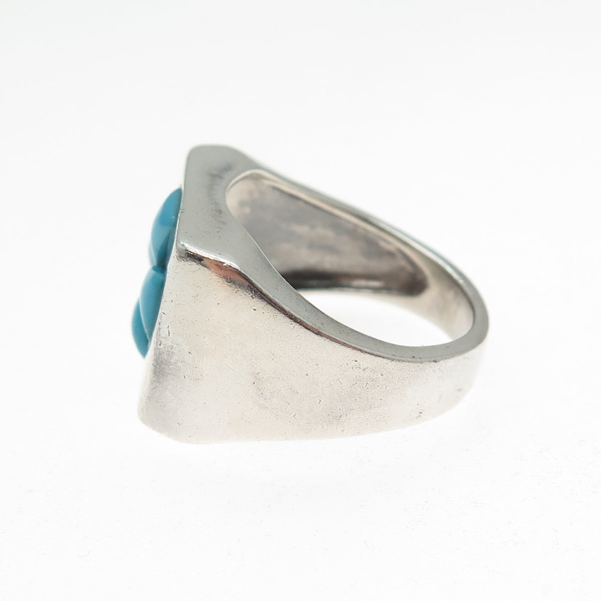 JAY KING DESERT ROSE 925 Sterling Vintage Real Turquoise Cross Ring Size 10.25