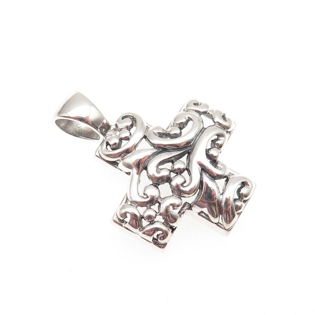 ATI Annika Witt 925 Sterling Silver Vintage Ornate Cross Charm Pendant