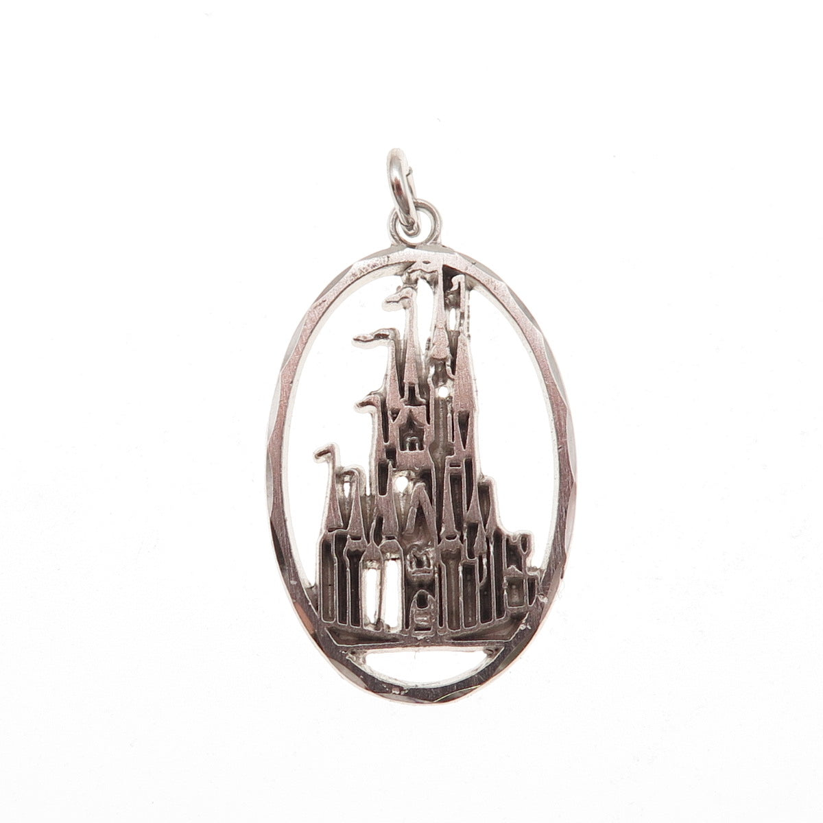 Disney 925 Sterling Silver Vintage Cinderella Castle Oxidized Charm Pendant