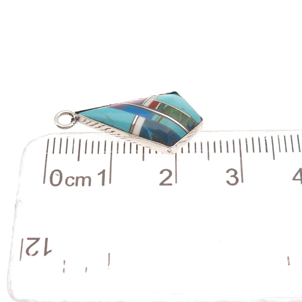 Old Pawn 925 Sterling Silver Vintage Turquoise Sugilite Azurite Charm Pendant