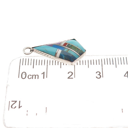 Old Pawn 925 Sterling Silver Vintage Turquoise Sugilite Azurite Charm Pendant