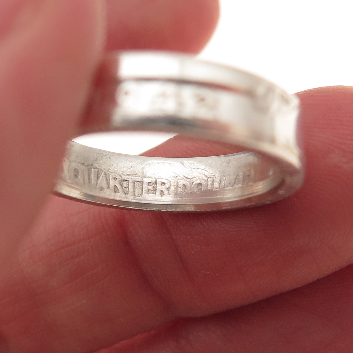 900 Silver Antique 1942 US Washington Quarter Dollar Coin Band Ring Size 7.25