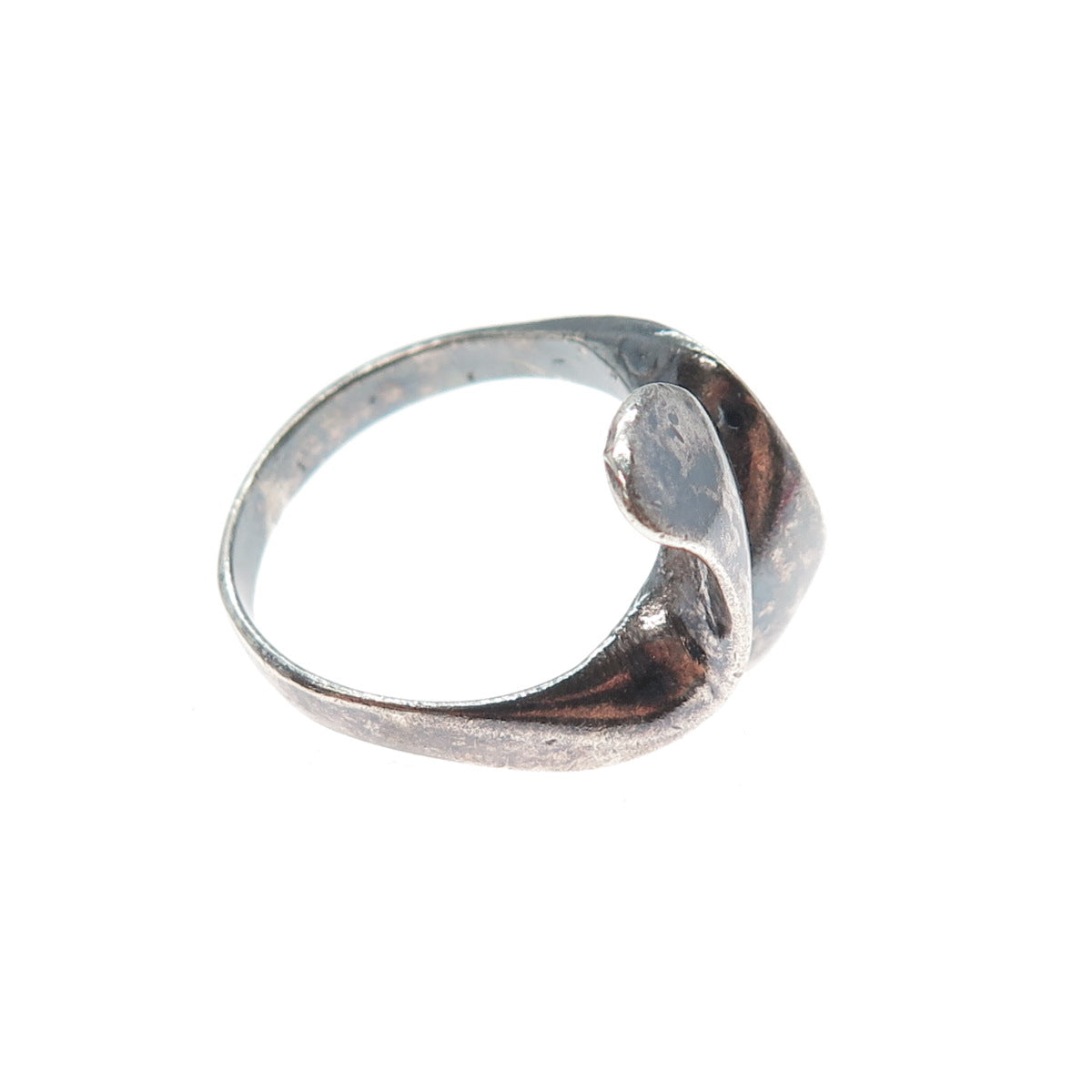 925 Sterling Silver Vintage Modernist Bypass Oxidized Ring Size 8