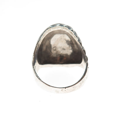 925 Sterling Silver Vintage Mexico Modernist Ribbed Oxidized Ring Size 8.75