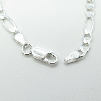 HAN 925 Sterling Silver Italy Figaro Link Bracelet 7.25"