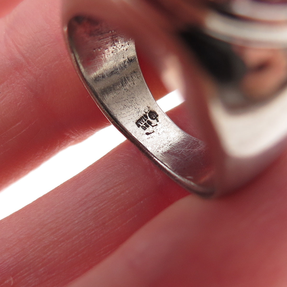 925 Sterling Silver Vintage Italy C Z Modernist Oxidized Ring Size 7.25