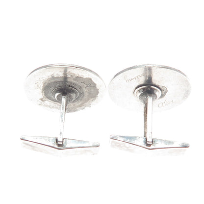 BY ALEX 925 Sterling Silver Vintage Modernist Nugget Oxidized Cufflinks