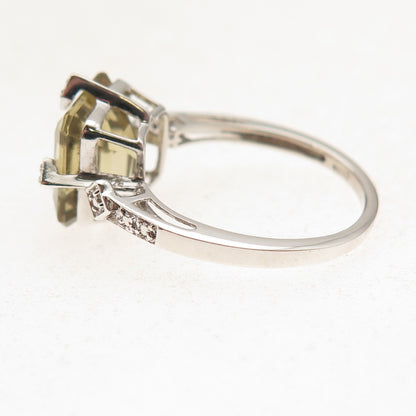 925 Sterling Silver Real Asscher-Cut Smoky Quartz Ring Size 7