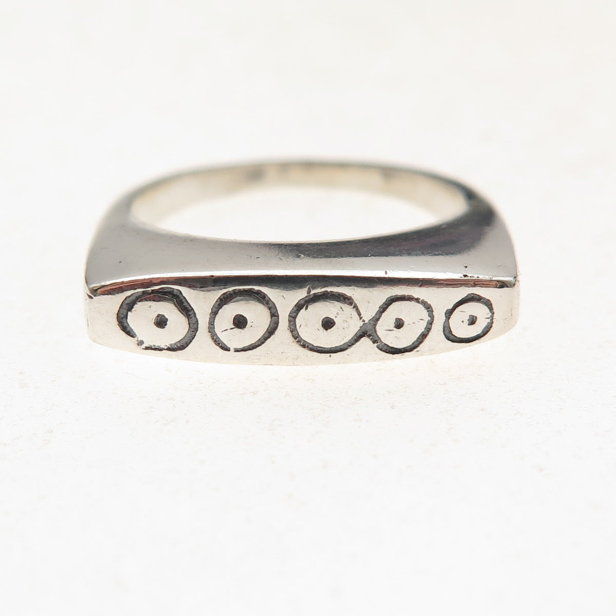 Lisa Jenks 925 Sterling Silver Vintage Modernist Bar Oxidized Ring Size 6