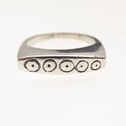 Lisa Jenks 925 Sterling Silver Vintage Modernist Bar Oxidized Ring Size 6