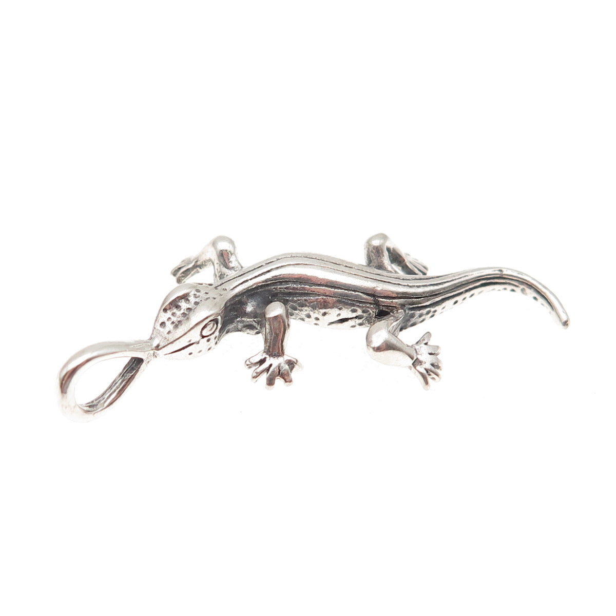Charles Winston 925 Sterling Silver Vintage Lizard Oxidized 3D Charm Pendant