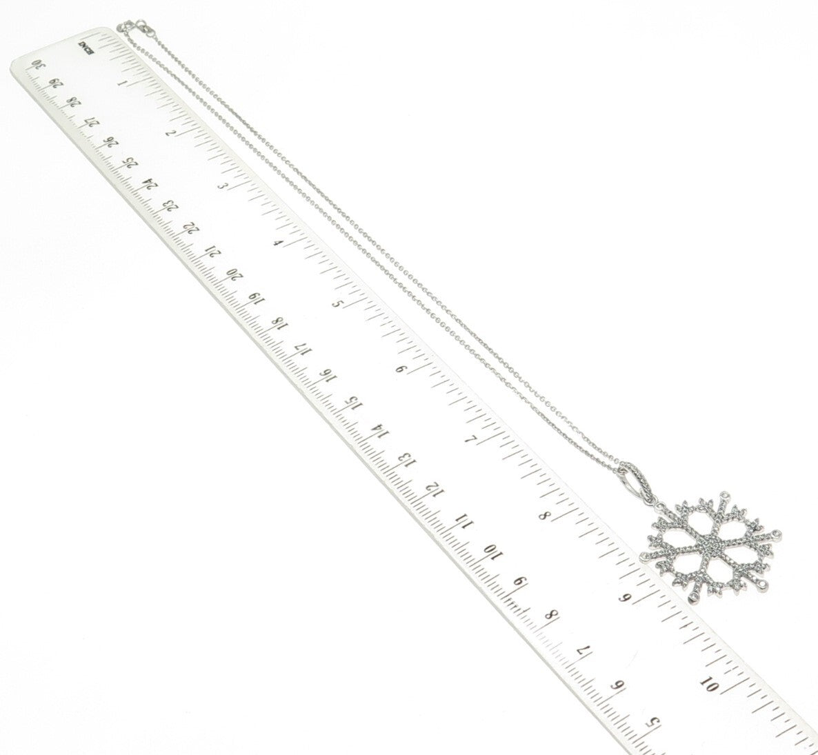 925 Sterling Silver Round-Cut C Z Snowflake Drop Cable Chain Necklace 16"