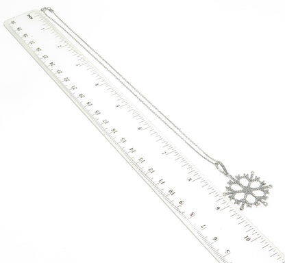 925 Sterling Silver Round-Cut C Z Snowflake Drop Cable Chain Necklace 16"