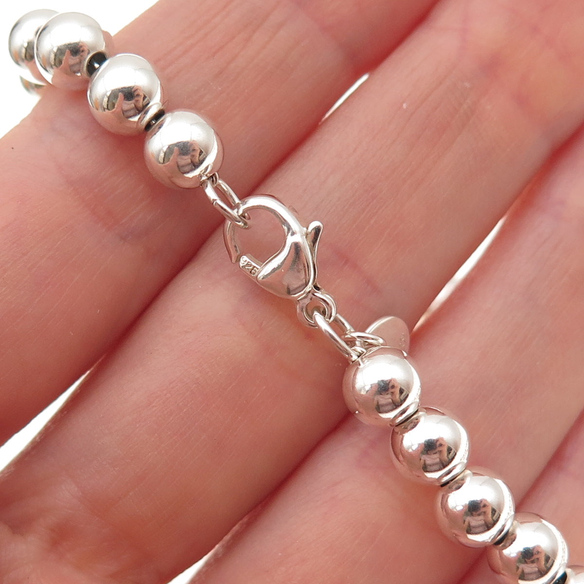 Tiffany & Co. 925 Sterling Silver Vintage HardWear Graduated Beaded Necklace 16"