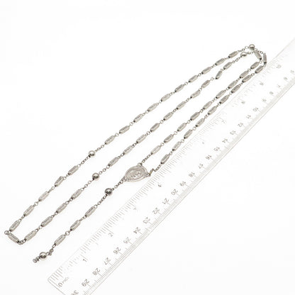 925 Sterling Antique Art Deco Jesus Sacred Heart Religious Rosary Chain 32"