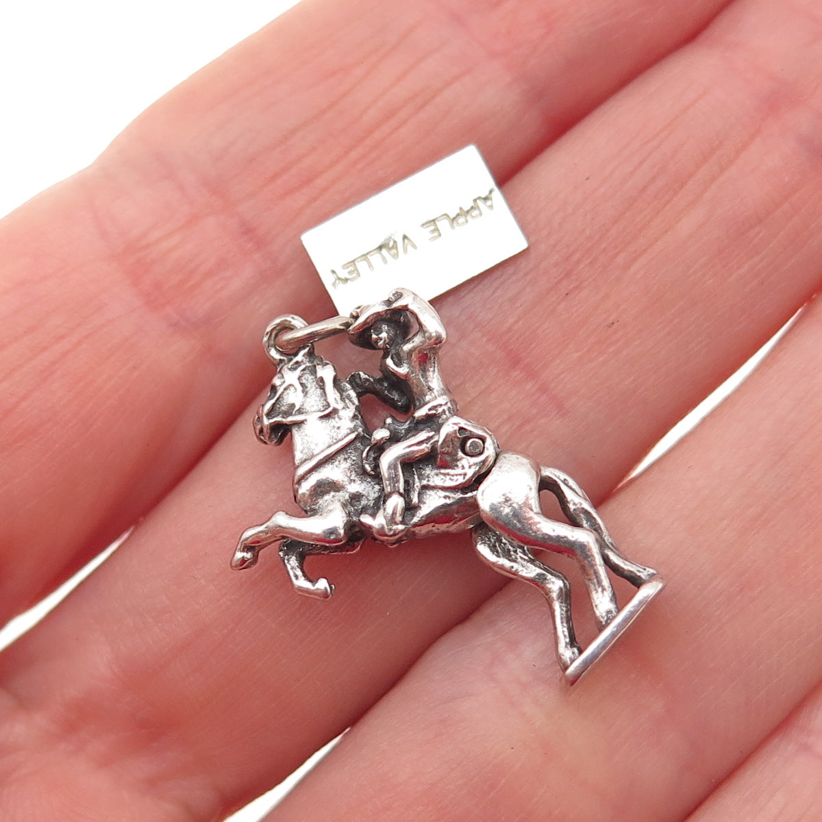 Bell Trading Post Sterling Silver Vintage Cowboy Apple Valley 3D Mini Pendant