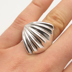 925 Sterling Silver Vintage Ribbed Wide Ring Size 6