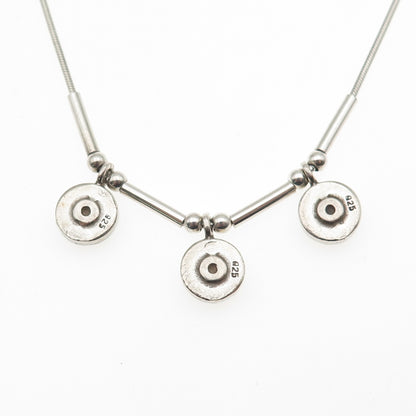 925 Sterling Silver Vintage Real Opal Modernist Snake Chain Necklace 18"