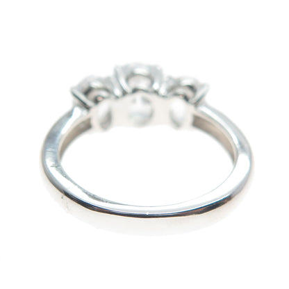 DSMK 925 Sterling Silver Oval-Cut C Z Engagement Ring Size 7.25