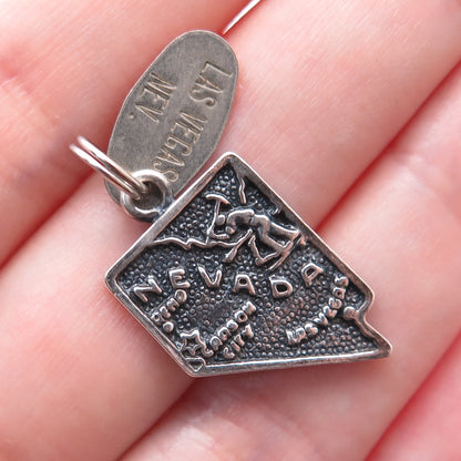 MAISELS INDIAN TRADING Sterling Silver Vintage Nevada State Map Charm Pendant
