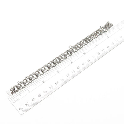 A&Z HAYWARD 925 Sterling Silver Antique Art Deco Double Rolo Link Bracelet 7"