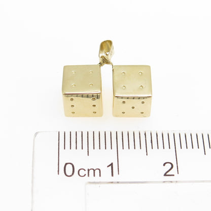 14K Yellow Gold Lucky Dices Minimalist Multi-Charm Pendant