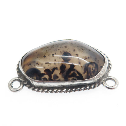 925 Sterling Silver Vintage Real Agate Centerpiece Pendant