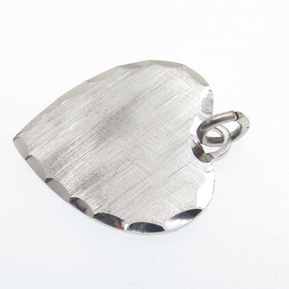 WELLS 925 Sterling Silver Vintage Diamond-Cut Heart Minimalist Charm Pendant