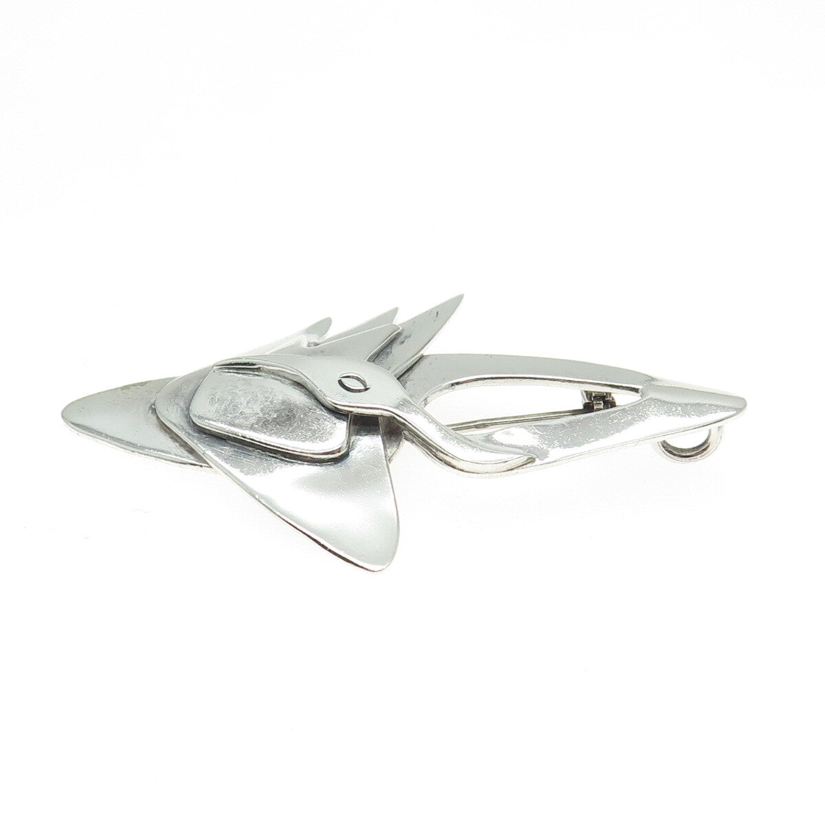 RISSE 925 Sterling Silver Vintage Swan Modernist Pin Brooch / Pendant