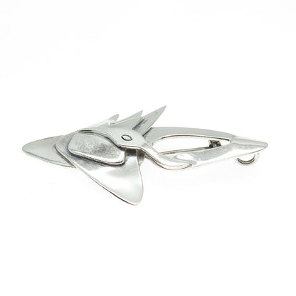 RISSE 925 Sterling Silver Vintage Swan Modernist Pin Brooch / Pendant