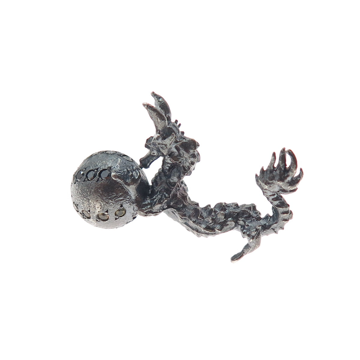 925 Sterling Black Rhodium Diamond Sapphire Chrome Diopside Dragon Miniature