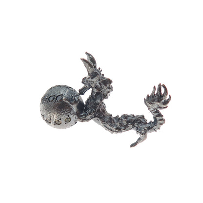 925 Sterling Black Rhodium Diamond Sapphire Chrome Diopside Dragon Miniature